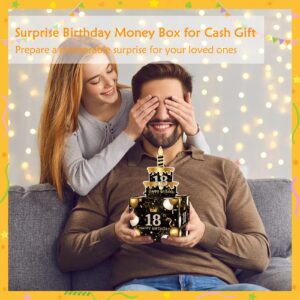 Meiidoshine 18th Birthday Money Box for Cash Gift, Surprise Pull Out Money Gift Box with 100Pcs Transparent Bags - Fun Ways to Give Cash as A 18th Birthday Gift for Girls Boys