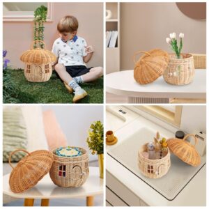 Handmade Wicker Mushroom-Shaped Storage Basket for Outdoor, Kids, Decor, Photography Props