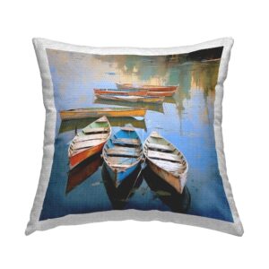 stupell industries modern canoes scenery outdoor printed pillow, 18 x 18, multi-color