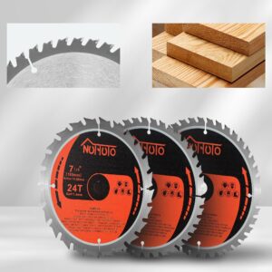 NUTTUTO 3 Pack 7-1/4 Inch 24T&40T&60T Circular Saw Blade, Saw Blade Arbor Size 5/8-inch, TCT ATB for Cutting Wood, Plastic, PVC, Acrylic, Aluminum