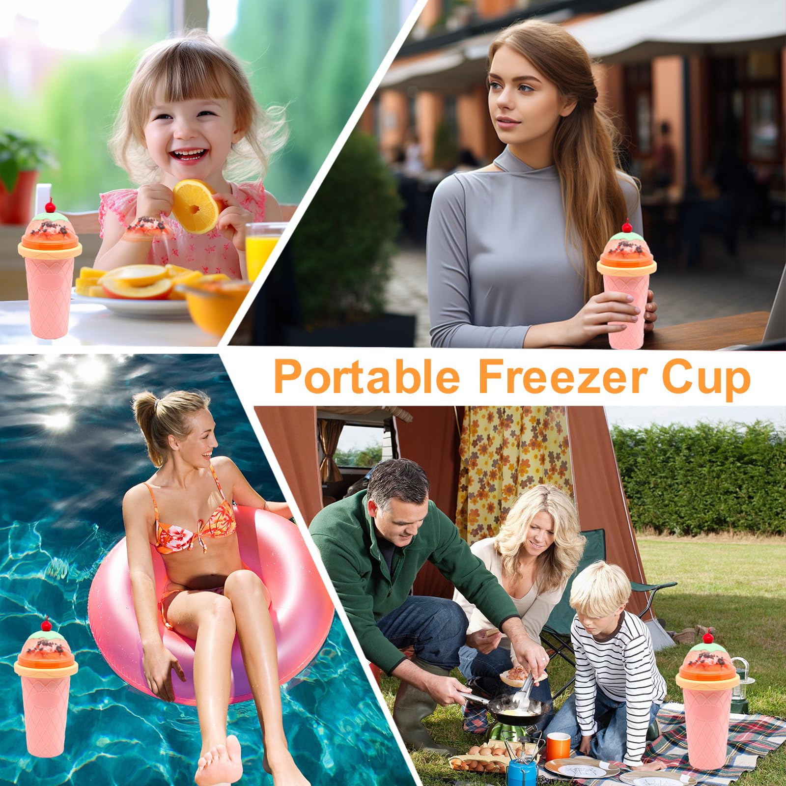 Slushie Maker Cup - DIY Magic Quick Frozen Smoothies Cup for Homemade Milk Shake Ice Cream Maker, Cooling Cup, Double Layer Squeeze Slushy Maker Cup,Birthday Funny Gifts for Kids &Friends &Family