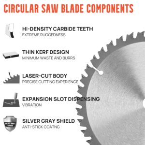 NUTTUTO 3 Pack 7-1/4 Inch 24T&40T&60T Circular Saw Blade, Saw Blade Arbor Size 5/8-inch, TCT ATB for Cutting Wood, Plastic, PVC, Acrylic, Aluminum