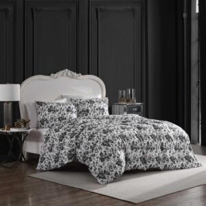 Betsey Johnson - Queen Duvet Cover, Soft Bedding Set with Matching Shams, Floral Home Decor (Betseys Toile Black, Queen)