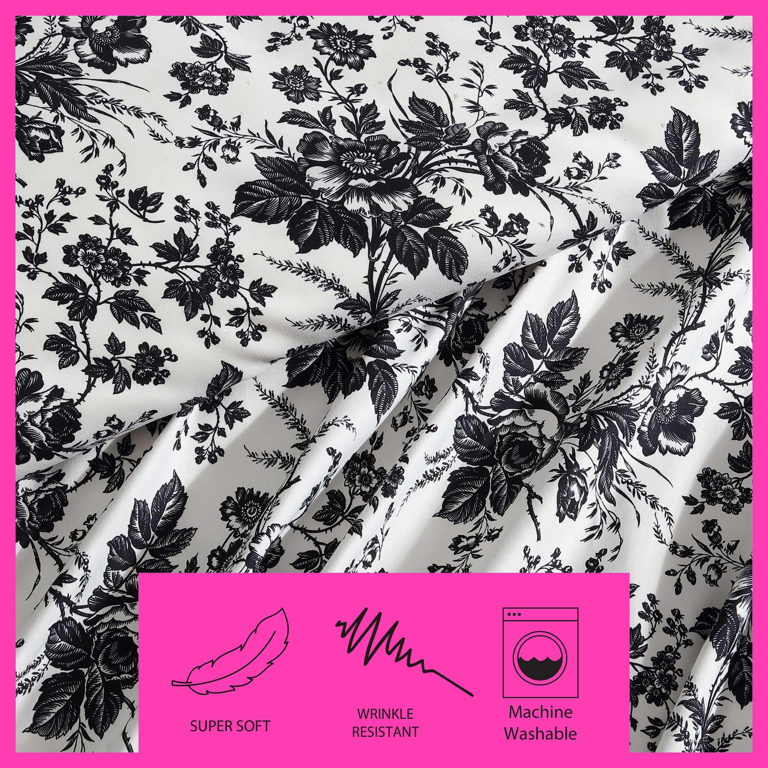 Betsey Johnson - Queen Duvet Cover, Soft Bedding Set with Matching Shams, Floral Home Decor (Betseys Toile Black, Queen)