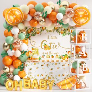 little cutie baby shower decoration cuties orange theme birthday party supplies a little cutie is on the way backdrop tablecloth baby boxes balloon garland for tangerine fruit 1st baby shower (orange)