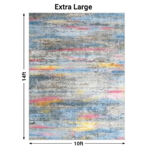 10x14 ft Area Rug for Living Room Extra Large Modern Style Floor Carpet with Non-Slip Backing for Office,Bedroom & Dining Room, Ombre Tonal Home Decor, Non-Shedding Soft Rug Machine Washable