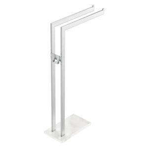 KES Bathroom Towel Rack with Hooks Freestanding, Towel Stand Double L-Shape with Heavy Marble Base Bathroom Floor, 18/8 Stainless Steel Towel Drying Rack Brushed Finish, BTH227-2