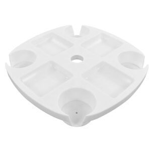 TANIQIACA Beach Umbrella Table Tray White Round with 4 Cup Holder for Snack Drink