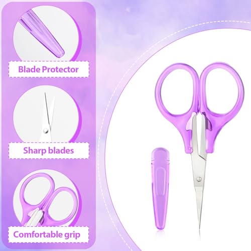 Yolev 8pcs Mini Craft Scissors Set Stainless Steel Scissors with Protective Cover Straight Tip Sewing Small Scissors for Adults Special Needs, Paper Cutting Sewing Work Art Craft