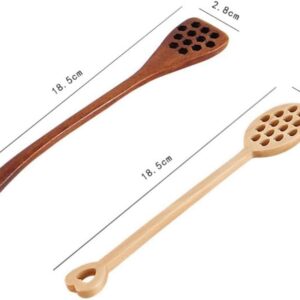 YSSZAM Brown Honey Dippers, Handmade Spoon Stirrer, Long Handle Honey Dipper Mixing Stick, Wooden Honey Dipper, Handmade Honey Drizzler for Kitchen and Dining