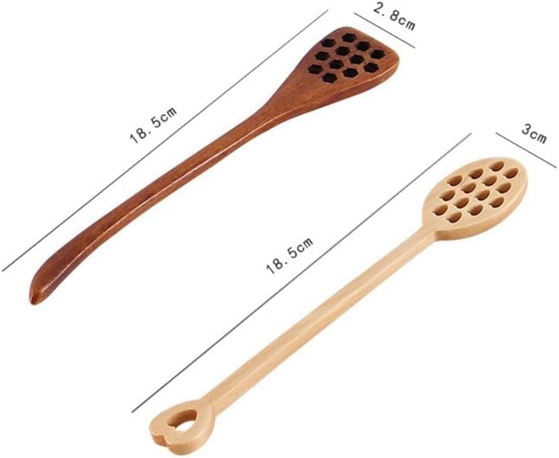 YSSZAM Brown Honey Dippers, Handmade Spoon Stirrer, Long Handle Honey Dipper Mixing Stick, Wooden Honey Dipper, Handmade Honey Drizzler for Kitchen and Dining