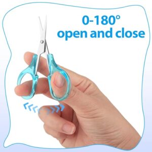 Yolev 8pcs Mini Craft Scissors Set Stainless Steel Scissors with Protective Cover Straight Tip Sewing Small Scissors for Adults Special Needs, Paper Cutting Sewing Work Art Craft