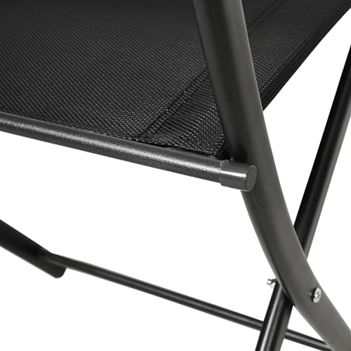 Flash Furniture Brazos Commercial Indoor-Outdoor Folding Chairs, Flex Comfort Backs/Seats, Metal Frames, Portable Lightweight Foldable Design, Set of 2, Black/Black