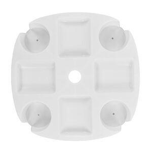 TANIQIACA Beach Umbrella Table Tray White Round with 4 Cup Holder for Snack Drink