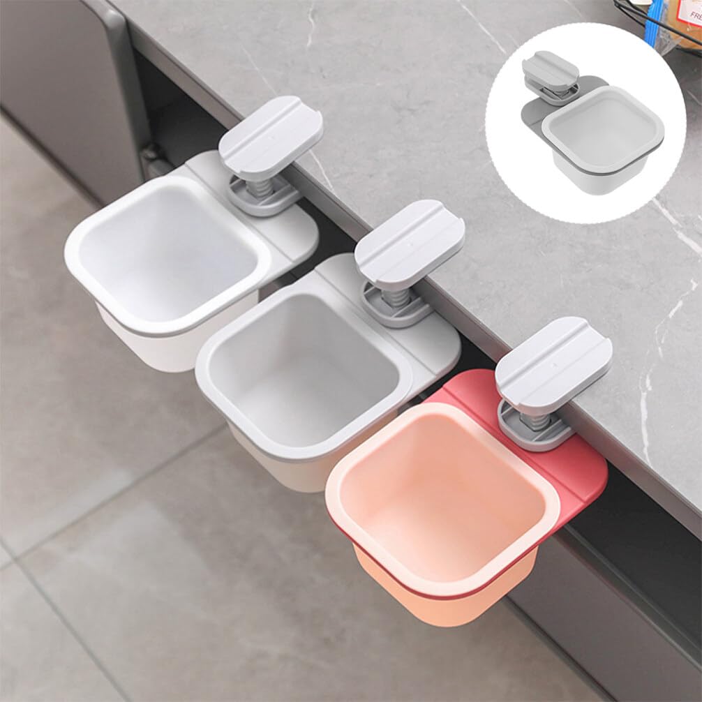 MAGICLULU Table Mount Trash Can 2pcs Rotatable Clip-on Garbage Can Mini Desk Hanging Trash Bin Tiny Waste Bin Makeup Pad Garbage Holder for Counter Kitchen Clipped Under Table