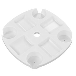 TANIQIACA Beach Umbrella Table Tray White Round with 4 Cup Holder for Snack Drink