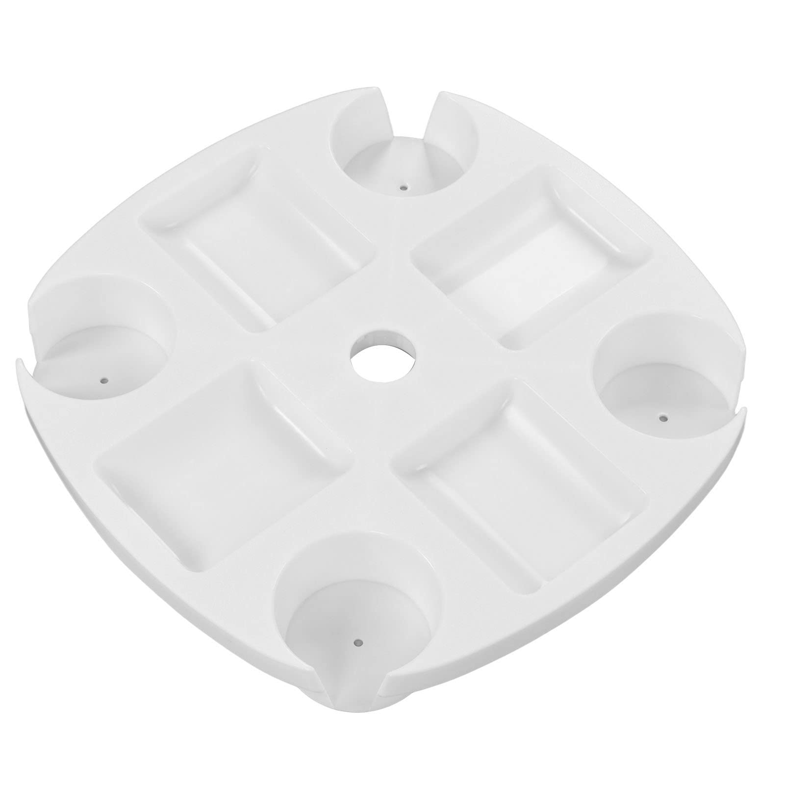 TANIQIACA Beach Umbrella Table Tray White Round with 4 Cup Holder for Snack Drink