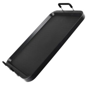 non-stick aluminum stove top flat griddle, warp-resistant double burner griddle for glass and gas stove, great for breakfast and bbq indoor or outdoor 17" x 10.5"