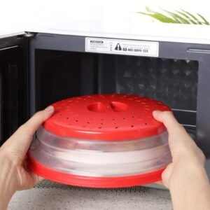 Generic Microwave Splatter Cover Collapsible Microwave Splatter Guard for Food Multi-Purpose Kitchen Gadget for Meal Safe BPA-Free Silicone & Plastic Dishwasher-Safe 2 Pcs 10.5Inch, Red, Grey