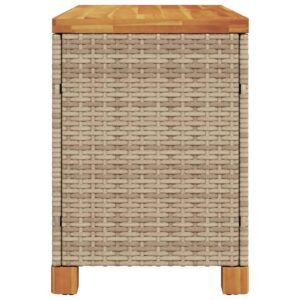 vidaXL Patio Storage Box with Lid Outdoor Cushion Bench Seat Beige PE Poly Rattan Acacia Wood – 31.5"x15.7"x18.9"