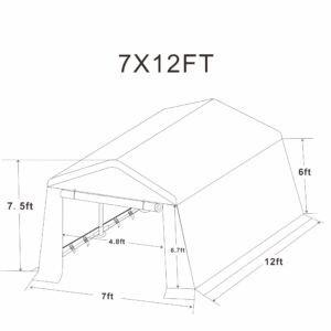 7x12ft Heavy Duty Outdoor Portable Garage Ventilated Canopy carports/Pool Canopy/Portable Outdoor Tent with All-Season Tarp (7x12ft Grey)