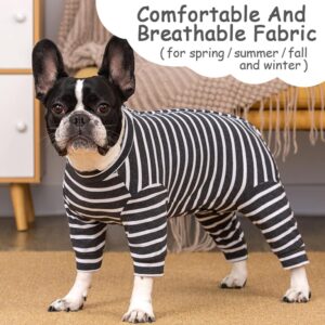 Paipeper Dog Surgery Recovery Suit for Female Male Puppy,Dog Bodysuit Long Sleeve Prevent Shedding and Licking Wound,Dog Pajamas,E-Collar Cone Alternative(Black White stripe-2xl)