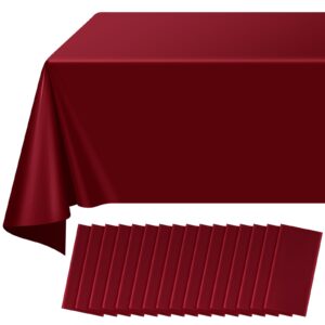 16 pack maroon plastic tablecloth for rectangle tables, premium decorative burgundy disposable table cloths for parties, rectangle party table cover for birthday anniversary graduation, 54x108 inch