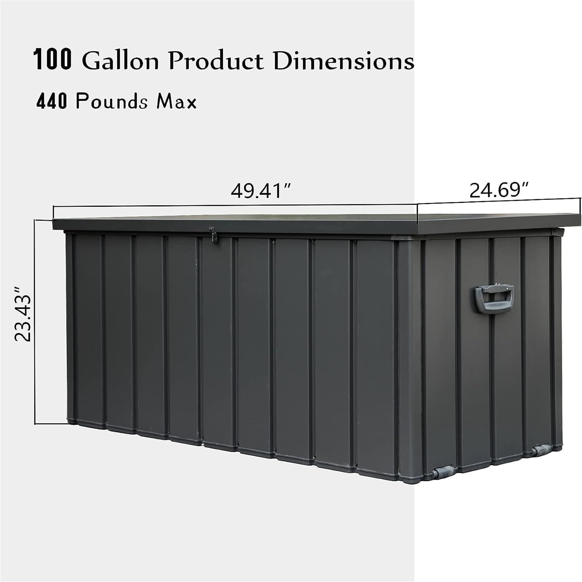 YESGIGA 100 Gallon Outdoor Storage Deck Box Waterproof, Large Patio Storage Bin for Outside Cushions, Throw Pillows, Garden Tools, Lockable, Dark Gray