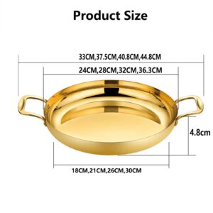 GFHVDC Paella Pan Gold Stainless Steel Skillet Pan Large Skillet,Griddle,Large Saute Pan with Lid,Jumbo Cooker,Induction Pan,Dishwasher and Oven Safe For Home Cooking,Gold,36CM