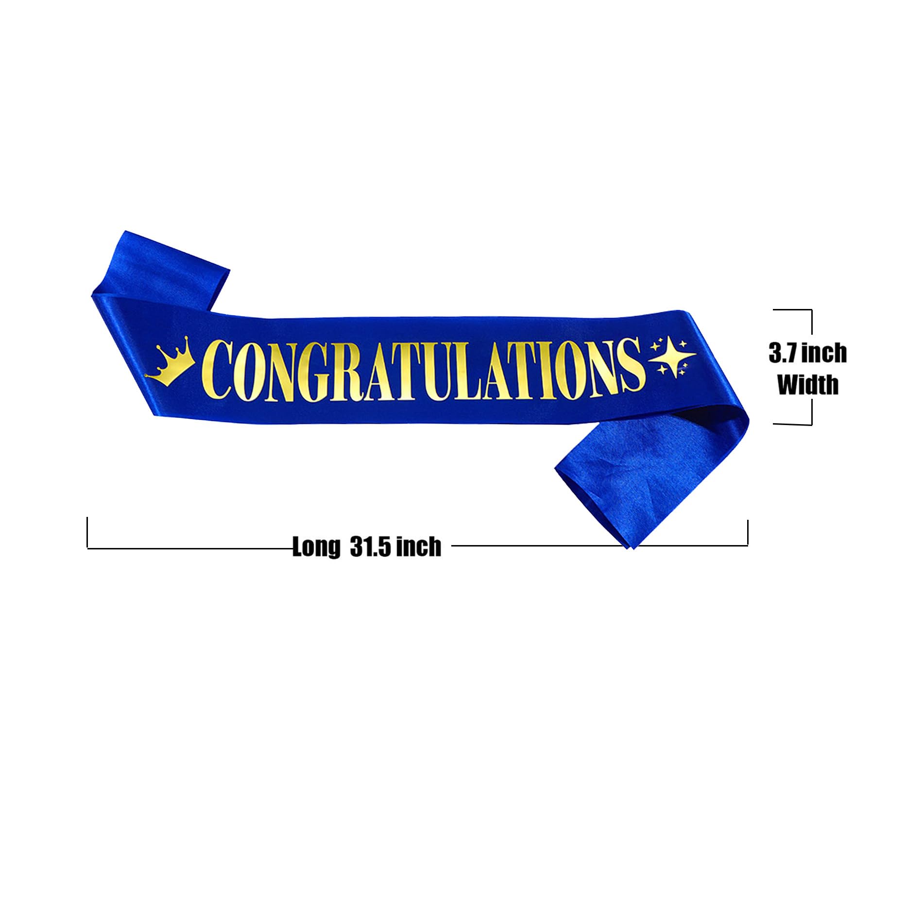 Congratulations Sash for Girl Boy,Blue Satin Gold Foil Glitter Sash,Birthday,Wedding, Retirement,Graduation,Job,Promotion Celebration,Award Ceremony,Baby Shower Party Sign Decorations Gifts