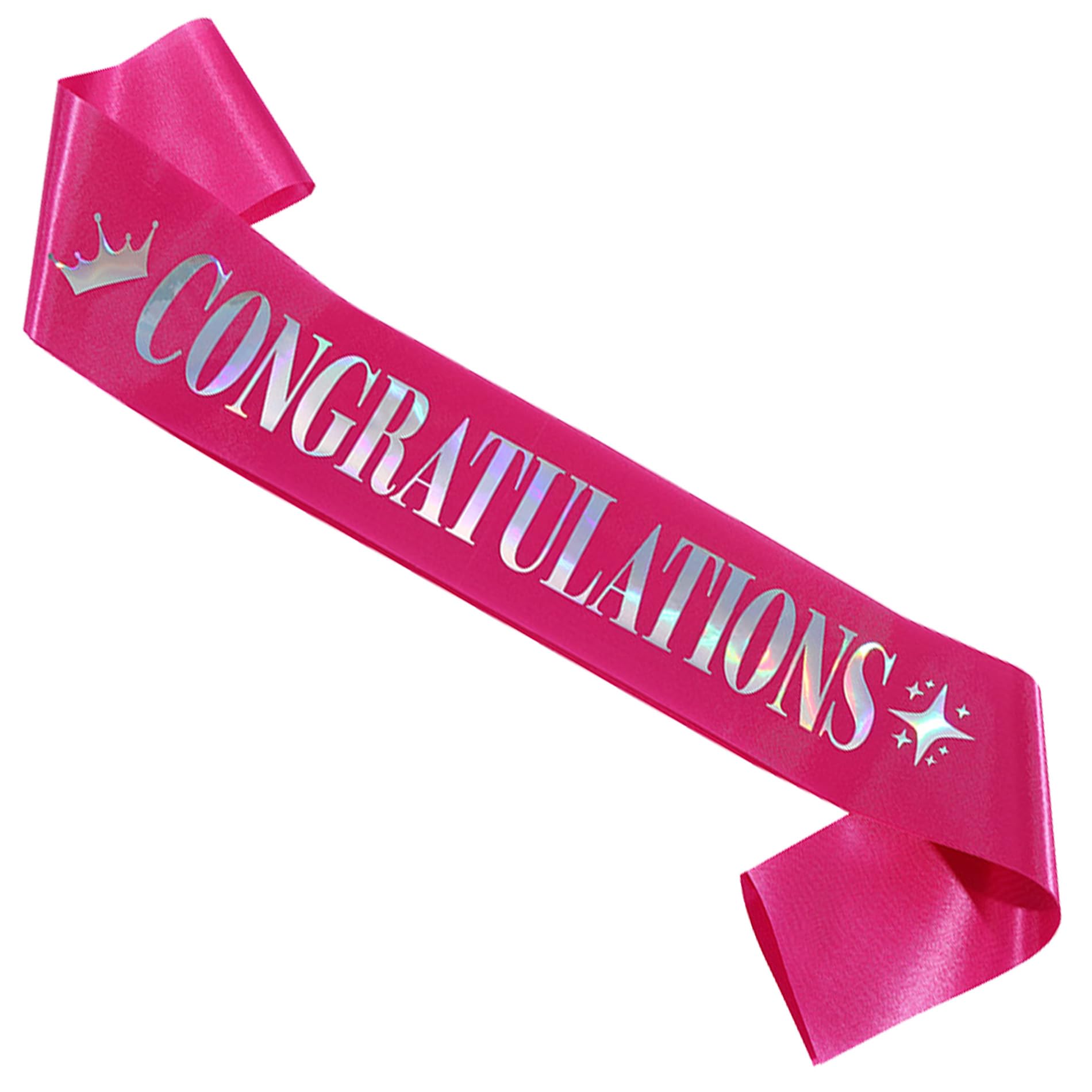 Congratulations Sash for Girl Women,Pink Satin Silver Multicolour Foil Glitter Sash,Birthday,Wedding, Retirement,Graduation,Job,Promotion Celebration,Award Ceremony,Baby Shower Party Decorations Gifts