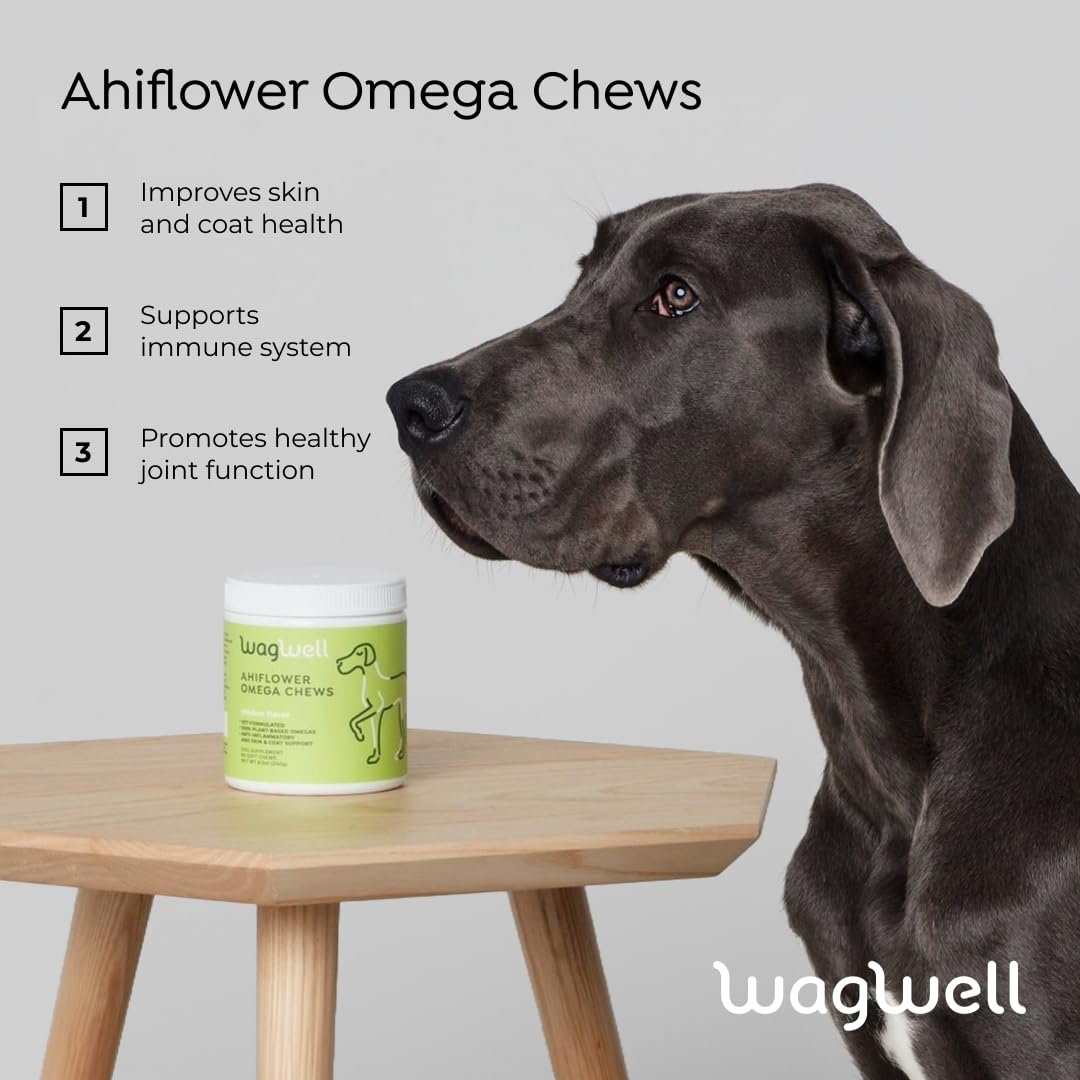 WagWell Ahiflower Omega Oil Dog Chews & Allergy and Itch Chews Bundle - Skin, Coat, Hip and Joint Supplement for Dogs - Itch Relief and Digestive Health