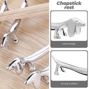 Luxshiny Dog Chopsticks Holder 3pcs Metal Dachshund Chopstick Rest Pillow Puppy Spoon Fork Rack Stand for Spoon Fork Tableware Brush Home Kitchen Table Decoration