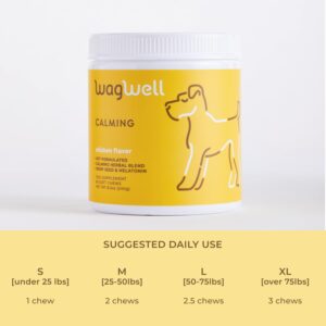 WagWell Ahiflower Omega Oil Dog Chews & Calming Chews Bundle - Skin, Coat, Hip and Joint Supplement for Dogs - Anxiety Relief