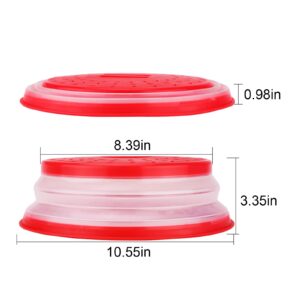 Generic Microwave Splatter Cover Collapsible Microwave Splatter Guard for Food Multi-Purpose Kitchen Gadget for Meal Safe BPA-Free Silicone & Plastic Dishwasher-Safe 2 Pcs 10.5Inch, Red, Grey