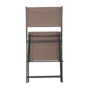 Flash Furniture Brazos Commercial Indoor-Outdoor Folding Chairs, Flex Comfort Backs/Seats, Metal Frames, Portable Lightweight Foldable Design, Set of 2, Brown/Black