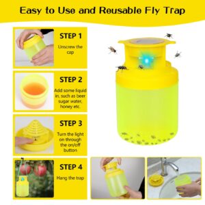 Outdoor Fly Trap, Fly Traps Outdoor Hanging Solar Powered Reusable Indoor Non-Toxic Flying Insects Killer for Indoor Outdoor Patio Garden Home