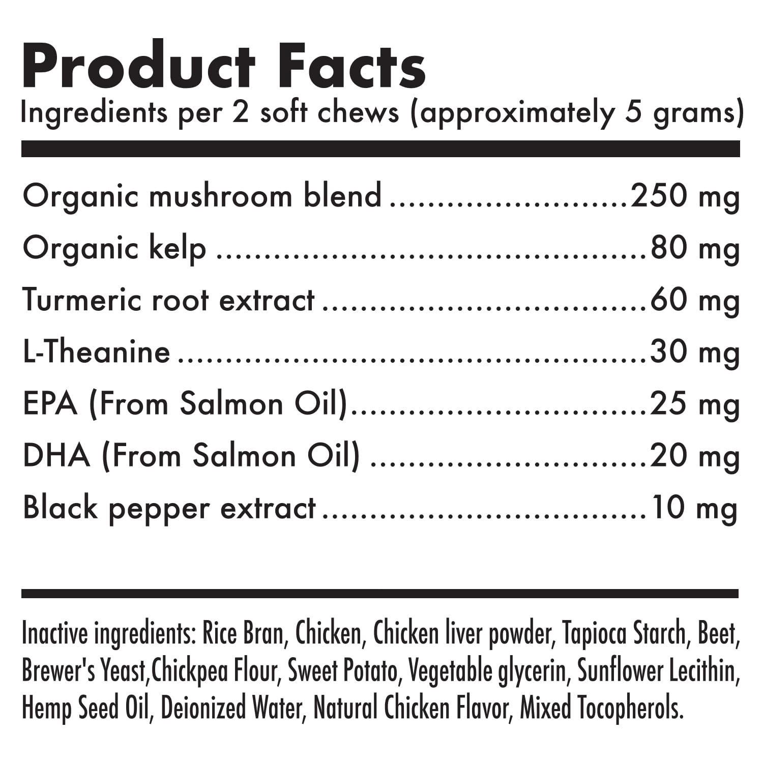 Mushroom Complex Treats for Dogs with Reishi, Shiitake, and Turkey Tail Mushrooms for Cognition and Immune Boosting Supports Digestive Health and Reduces Inflammation DHA EPA Turmeric Kelp 30 Chews