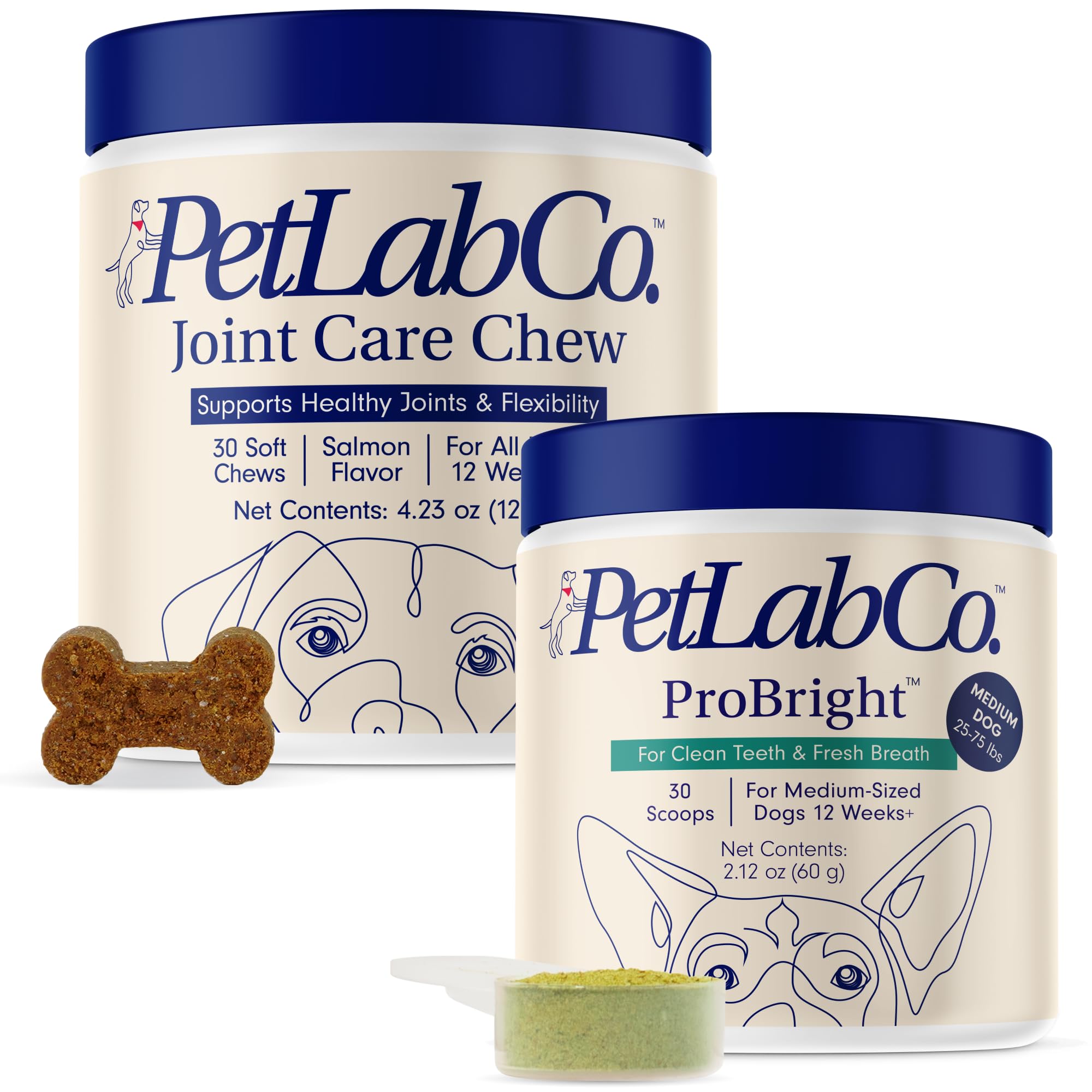 PetLab Co. – Breath & Joint Bundle: Dental Powder for an Effortless Clean in 1 Scoop for Medium Dogs & Joint Care Chews for Dogs Supporting Mobility & Occasional Joint Stiffness