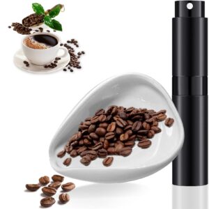 coffee bean dosing cup and spray bottle set, coffee bar espresso accessories, ceramic dosing vessel/single dose measuring tray kit, ceramic single dosing tray for coffee or tea, coffee lover gifts