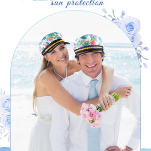 Skicuff 2 Pcs Bride Groom Captain's Hats for Bachelorette, Bridal Shower and Wedding Party