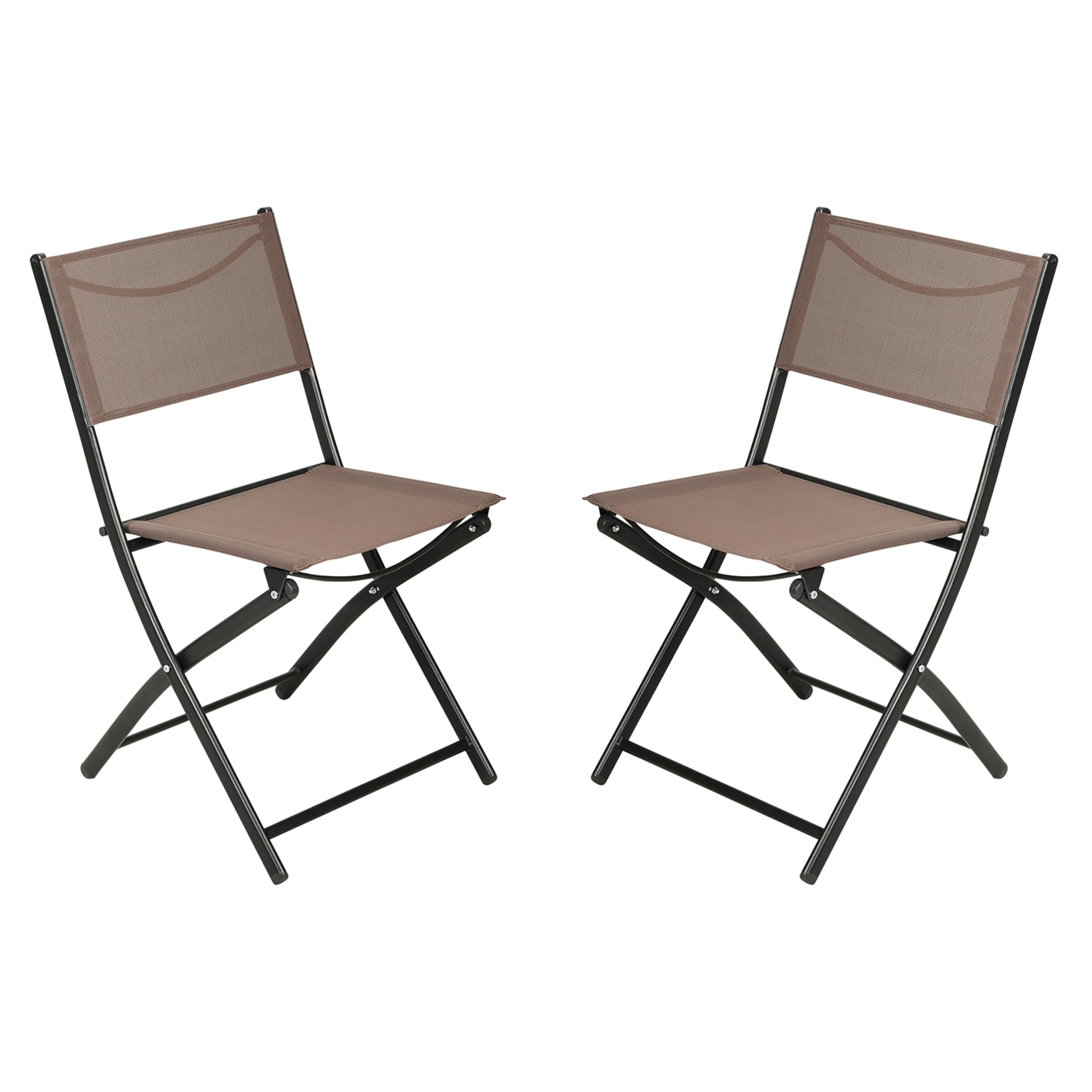 Flash Furniture Brazos Commercial Indoor-Outdoor Folding Chairs, Flex Comfort Backs/Seats, Metal Frames, Portable Lightweight Foldable Design, Set of 2, Brown/Black