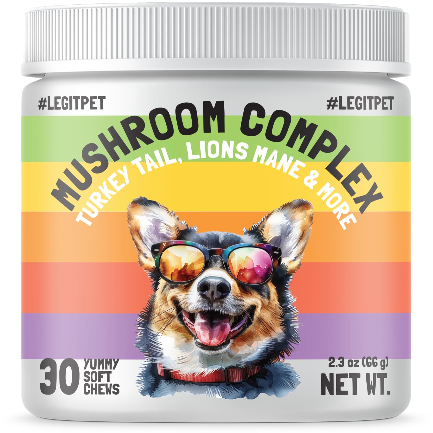 Mushroom Complex Treats for Dogs with Reishi, Shiitake, and Turkey Tail Mushrooms for Cognition and Immune Boosting Supports Digestive Health and Reduces Inflammation DHA EPA Turmeric Kelp 30 Chews