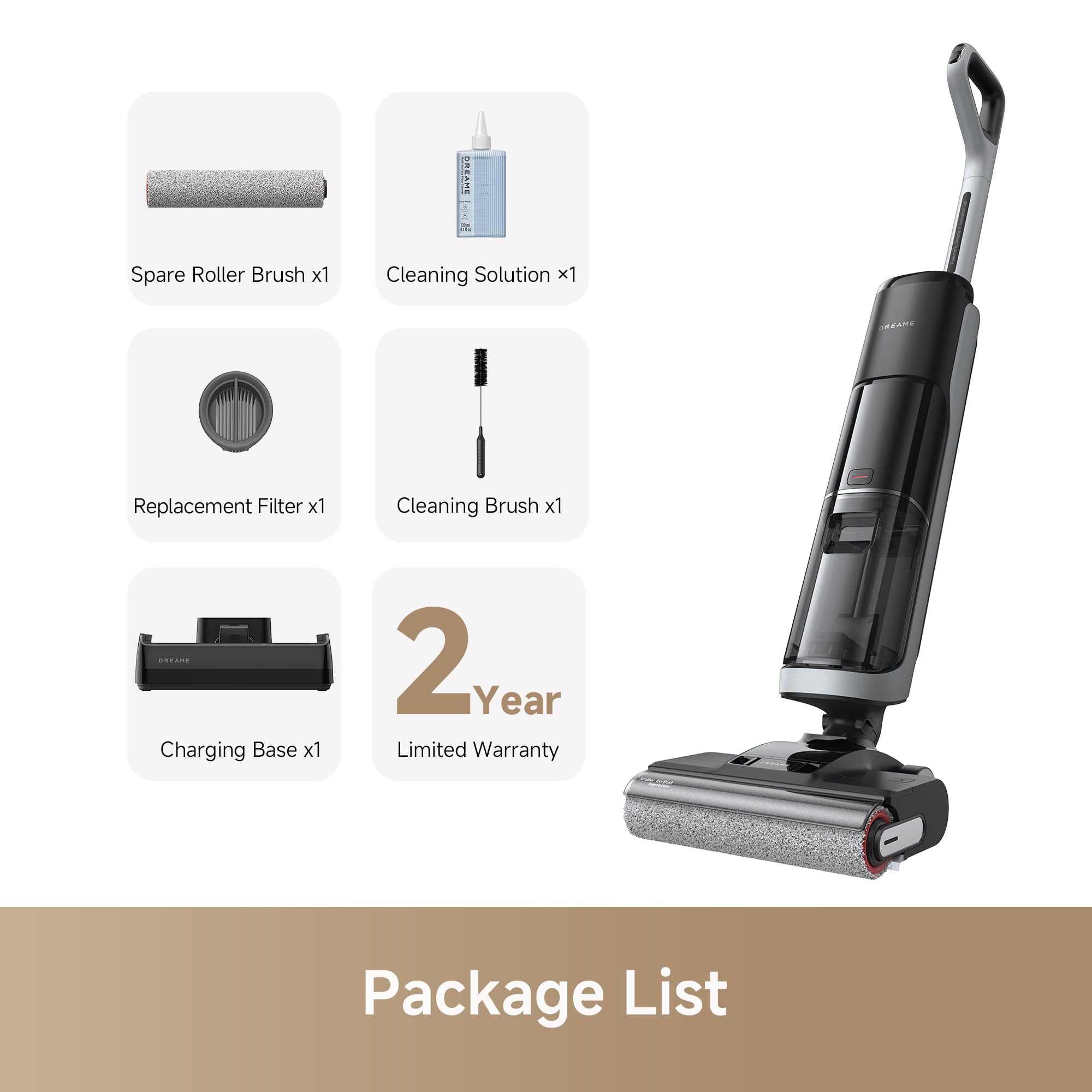 dreame H14 Wet Dry Vacuum Cleaner, 180° Lie-Flat Cordless Vacuum Mop, 140°F Brush Washing, Fast Hot Air Drying in 5Mins, Smart Hard Floor Cleaner Machine with Powerful Suction, Great for Sticky Messes