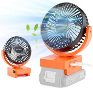 rechargeable jobsite fan for black & decker/porter cable 20v max battery(only fan,no battry), portable cordless fan with 3 speeds control，usb +type c,brushless motor for 18v battery