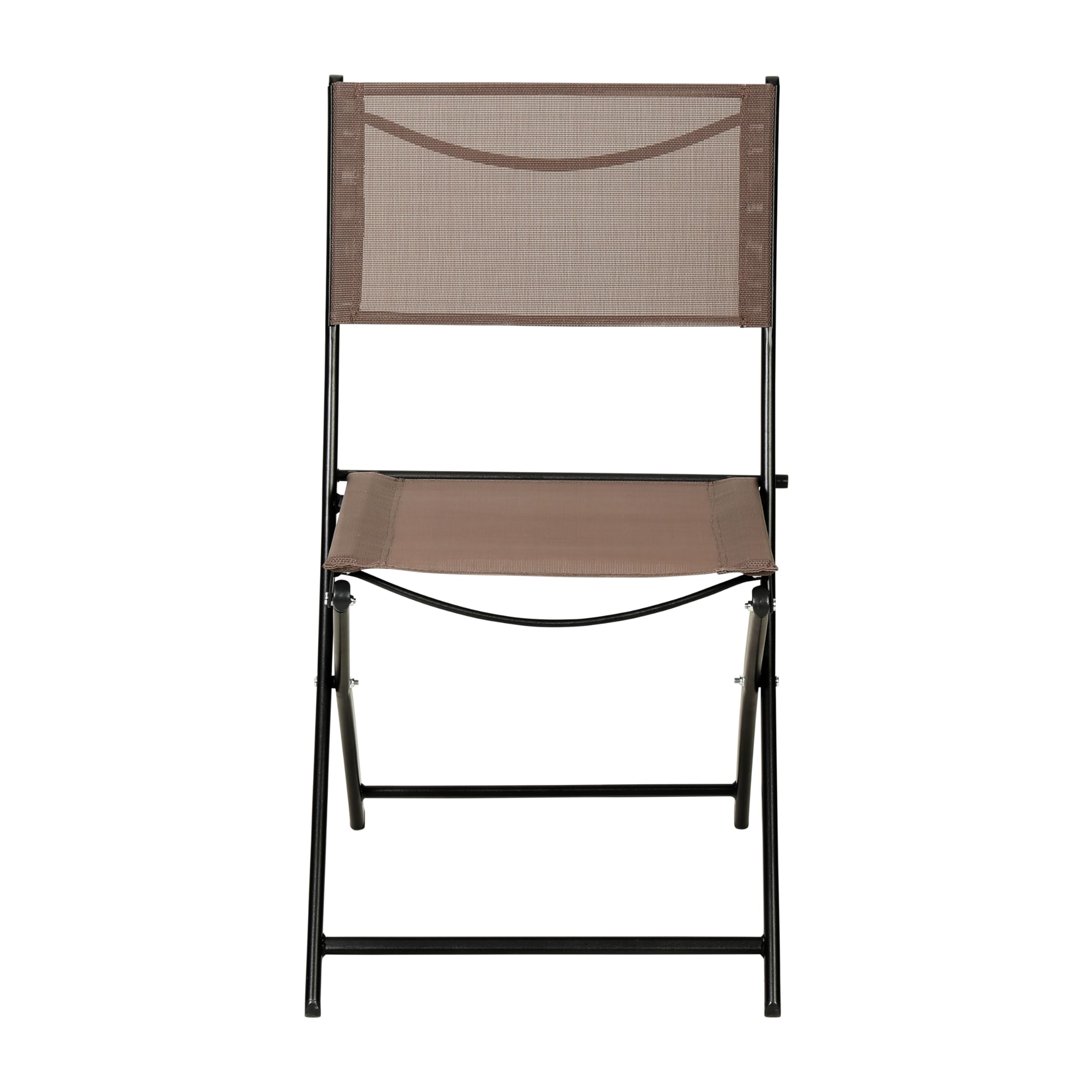 Flash Furniture Brazos Commercial Indoor-Outdoor Folding Chairs, Flex Comfort Backs/Seats, Metal Frames, Portable Lightweight Foldable Design, Set of 2, Brown/Black