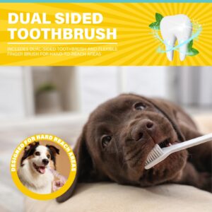 GJYC PET Dog Oral Care Kit - Contains Dog Toothpaste, Dual-Headed Toothbrush, Silicone Finger Brush - (1.4 fl. oz) Fresh Breath, Healthy Gums!