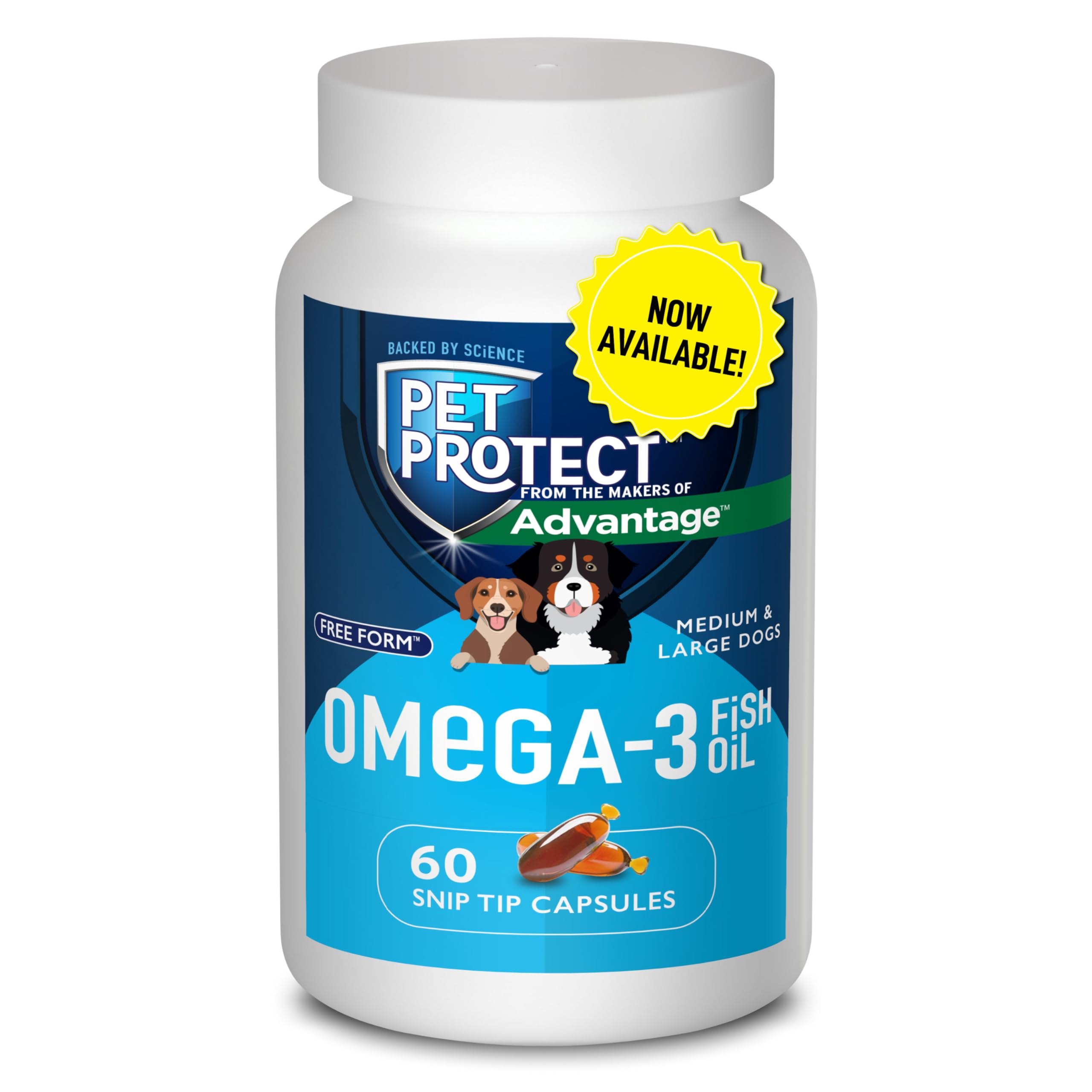 Pet Protect from The Makers of Advantage Omega 3 Supplement for M/L Dogs | 60 Capsules