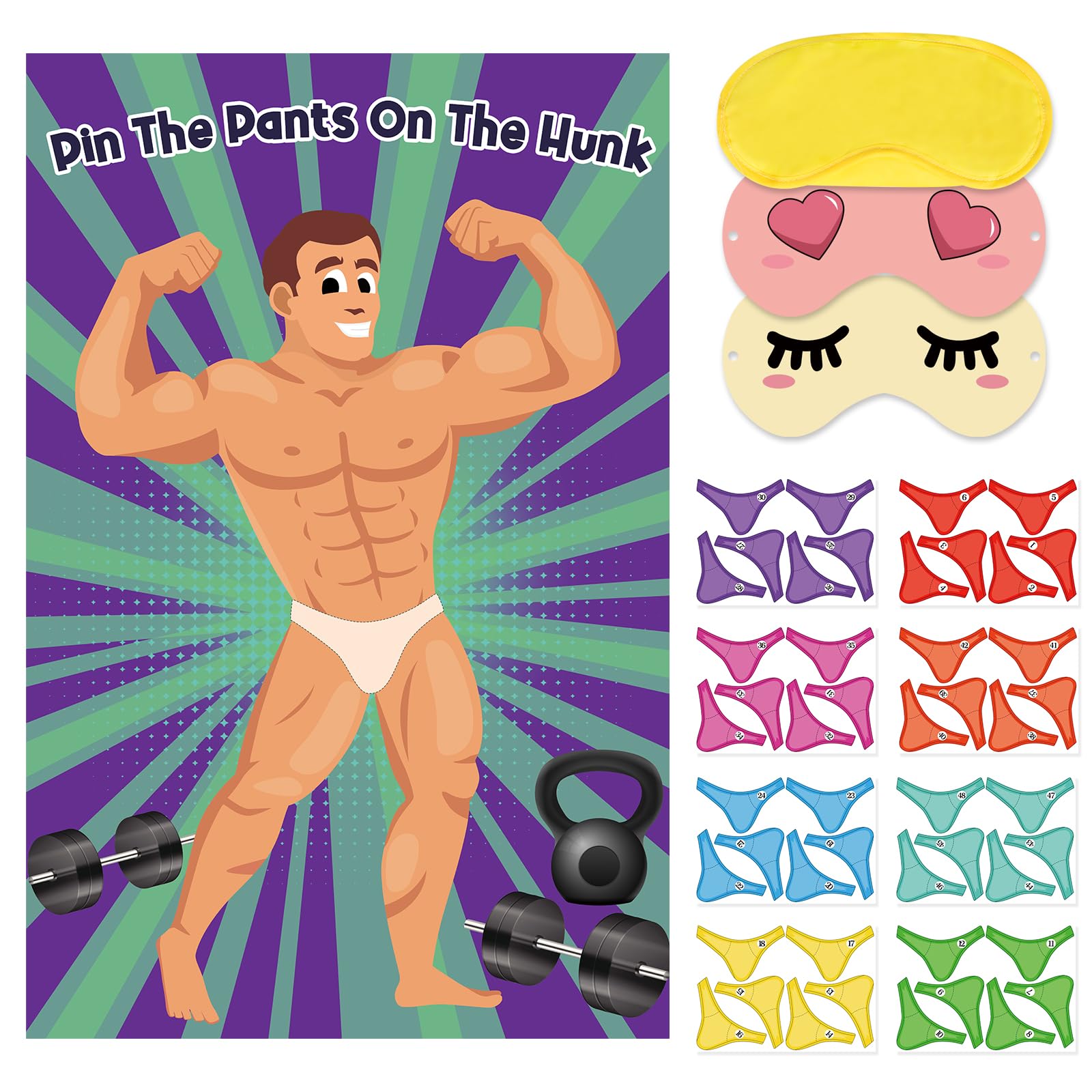 Adecortalk Bridal Shower Bachelorette Party Games Pin The Stickers On The Hunk with 42 Stickers for Bridal Shower Engagement Wedding Bachelorette Party Girls Night Party Games