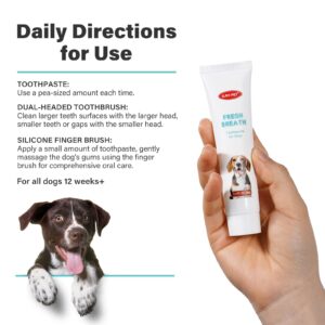 GJYC PET Dog Oral Care Kit - Contains Dog Toothpaste, Dual-Headed Toothbrush, Silicone Finger Brush - (1.4 fl. oz) Fresh Breath, Healthy Gums!